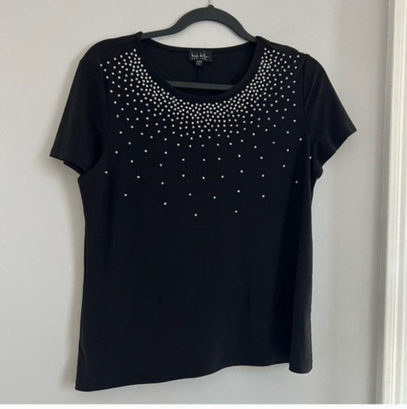 Nicole Miller Tops - Nicole Miller Black Beaded/Embellished Women's Top